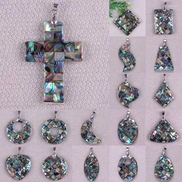 Anhänger Halsketten Natürliche Seeland Abalone Muschel Kreuz Herz Runde Tropfen Oval Perlen Schmuck 1PCS