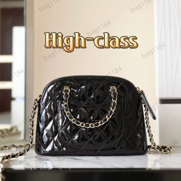 23s C 10A TOP Muscheltasche in Spiegelqualität, Kettenriemengriff, Goldmünze, 22 Taschen, Designertasche, Geldbörse, Umhängetasche, schwarze Einkaufstasche, Handtasche, Shopping, Modetasche, glänzend, ca