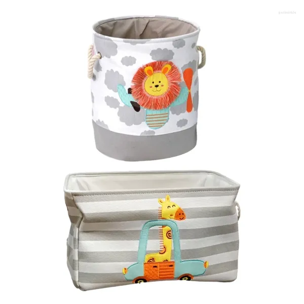 Wäschesäcke, wasserdichter Canvas-Organizer, Löwe, Giraffe, Eimer mit Griffen, perfekt für Jungen und Mädchen, Spielzeug, Kinderzimmer, Geschenkkorb 87HA