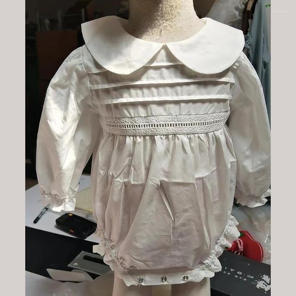 Mädchenkleider hochwertige süße Baby -Mädchen Spitzenkleid Sommer Baumwolle atmungsaktive Kinder Kurzarm Party ein undurchsichtiges Weiß für