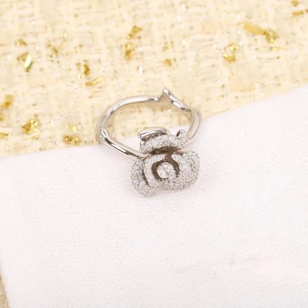 Cluster anéis de cristal diamante original designer marca 925 prata esterlina rosa anel mulheres qualidade superior luxo jóias finas na moda