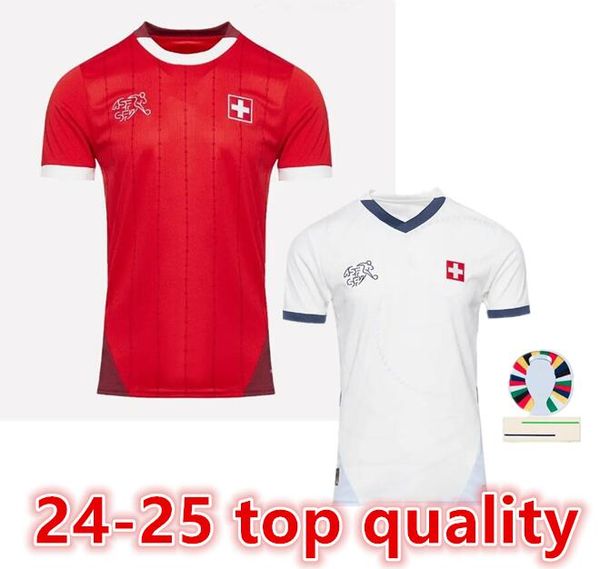 2024 Svizzera maglie da calcio Euro ELVEDI AKANJI ZAKARIA SOW RIEDER EMBOLO SHAQIRI WIDMER 24 25 Maglie da calcio SWISS STEFFEN casa lontano Uniformi UOMINI BAMBINI KIT66