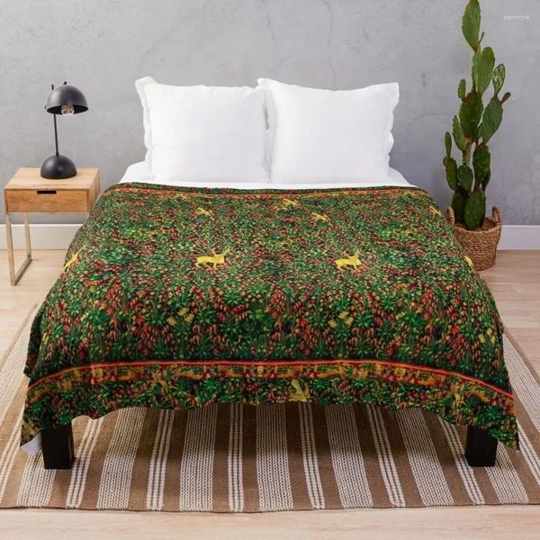 Coperte Arazzo medievale Coperta gialla Capelli pelosi Morbido tessuto di flanella Biancheria da letto estiva