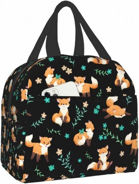 fox Lunchtasche für Damen und Herren, isolierte Lunchbox, tragbarer Lunchbehälter, Kühltasche, wiederverwendbare Box für Arbeit, Picknick, R7mU #