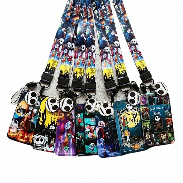 O pesadelo antes do Natal ID Badge Holder Lanyards Pingente porta cartão Titulares Neck Strap Jack Skell Keychain credencial h6Zt #