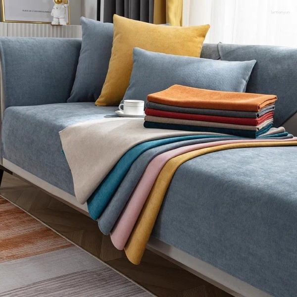 Coprisedie Stagione autunnale Cuscino universale per divano Blu Spessore antiscivolo Foglio semplice Tinta unita Federa per divano letto grigia di fascia alta