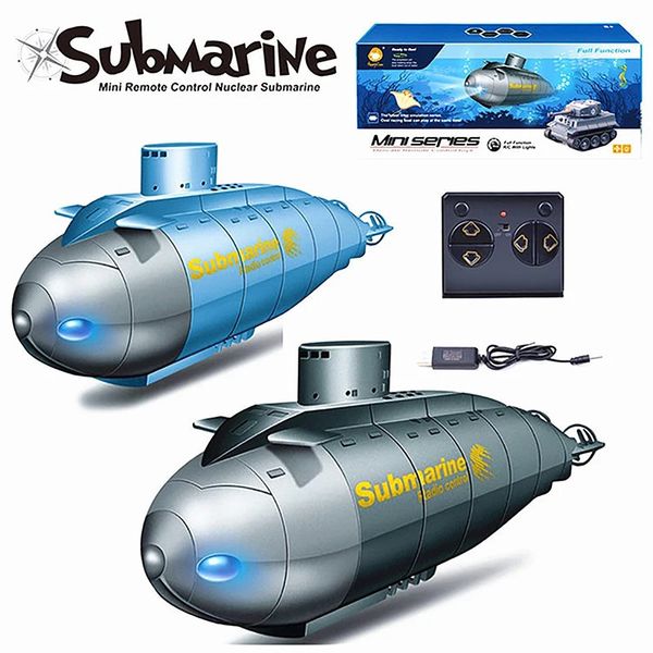 2.4G Rádio 6CH Controle remoto Double Helix Turbo poderoso Electric Vertical Rise Down Down Submarine Kids Water Lighting Boat RC Toy 240319