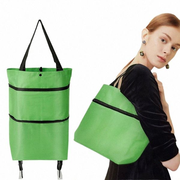 Carrello pieghevole per negozio Carrello per carrello con ruote Borse per negozio pieghevoli Borse per la spesa riutilizzabili Organizzatore per alimenti Borsa per verdure U8qA #