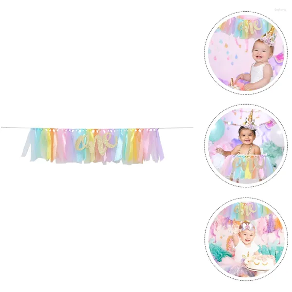 Decoração de festa bebê aniversário puxar bandeira panos de mesa infantil banner cadeira alta tutu saia fornecimento primeiro adorável