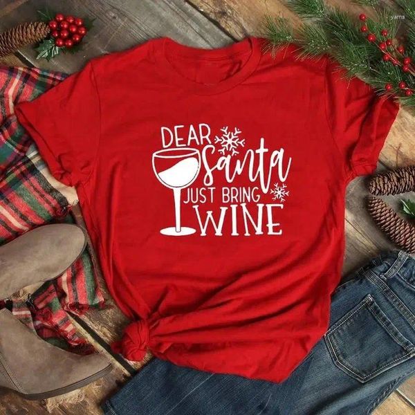 Herren T-Shirts Sugarbaby Dear Santa Bring Wine Lustiges Slogan-Shirt Sommer Winter Baumwolle Weihnachten Weihnachtsgeschenk Unisex Ästhetisches T-Shirt