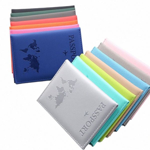 2024 New Simple Fi Passport Cover World Thin Slim Travel Passport Holder Wallet Gift PU Leather Card Case Capa Unissex 1 PC k8Ox #