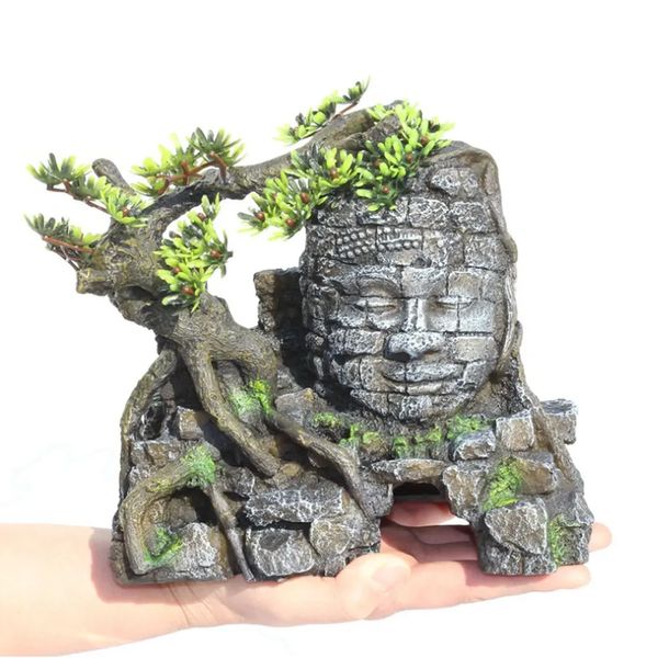 Aquarium Dekoration Aquarium Landschaftsbau Shelter Buddha Statue Ornamente Harz Handwerk Aquascape Home Decor Zubehör 240321