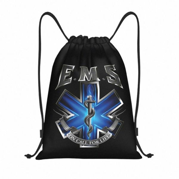 Benutzerdefinierte Ems Star Of Life Kordelzug Taschen Männer Frauen Leichte Emt Sanitäter Medizinische Sport Gym Lagerung Rucksack m8Oq #