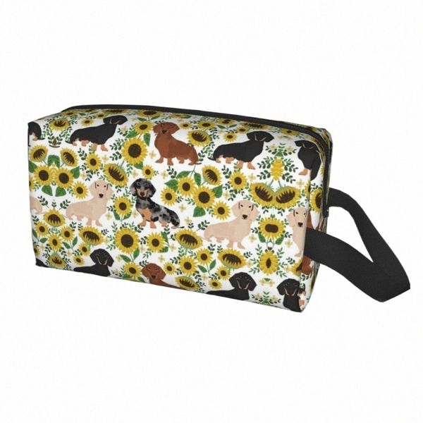 Travel Badger Salsicha Dog Higiene Bag Kawaii Dachshund Filhote de Cachorro Maquiagem Organizador Cosmético para Mulheres Beleza Armazenamento Dopp Kit Caso 372j #