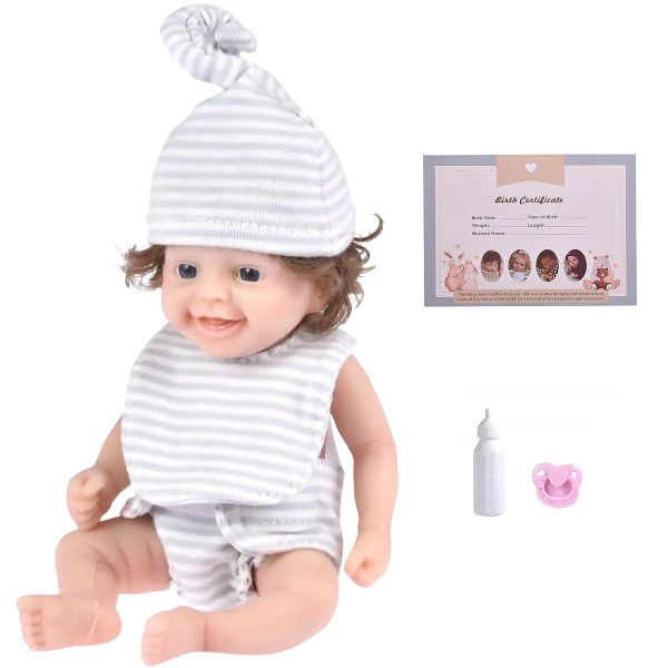 7 -дюймовые мини -силиконовые куклы Реалистичные новорожденные куклы с кормлением и аксессуарами для одежды СИЛИКОН СИЛИКОН БИЗНА