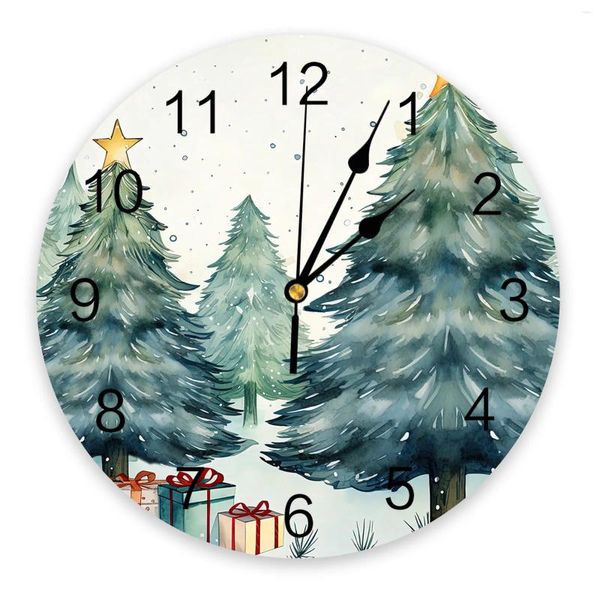 Duvar saatleri Noel ağacı hediye kutusu yuvarlak saat modern tasarım mutfak asılı izle ev dekor sessiz