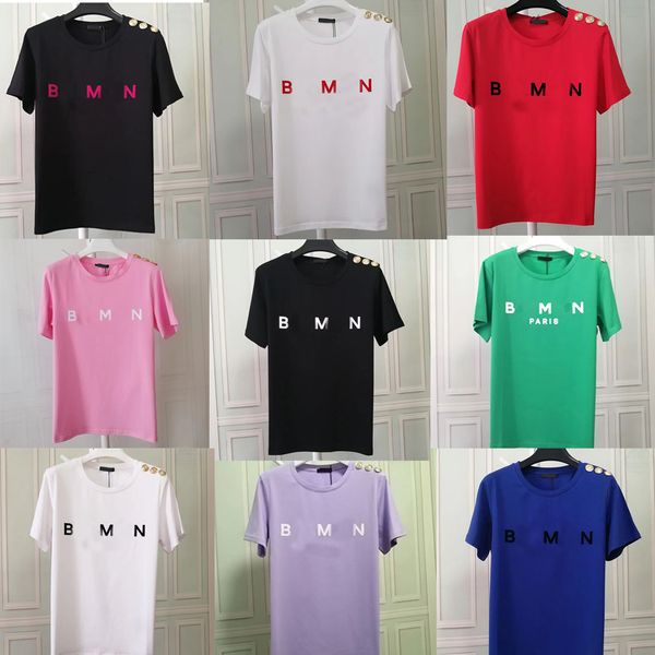 Designer de moda camisetas verão camiseta mens mulheres camisetas letras imprimir botão de ombro camisas mangas curtas tees pulôver de luxo camisas roupas cores misturadas