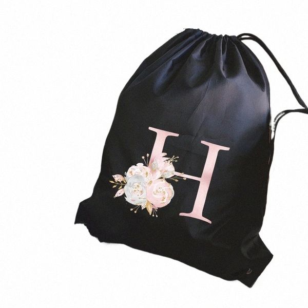 Сумки на шнурке Простые розовые мужские спортивные сумки с буквенным принтом Сумки для рисования Маленькая тканевая сумка Черный детский школьный рюкзак на заказ N4t3 #