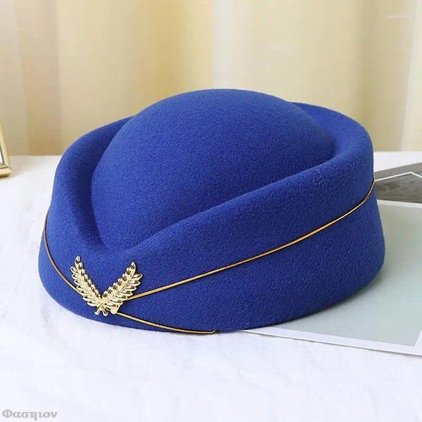 Party Supplies Airline Stewardess Flugbegleiter Vintage Hut Uniform Frauen Baskenmütze Kappen Kostüm Zubehör Stewardess Cosplay