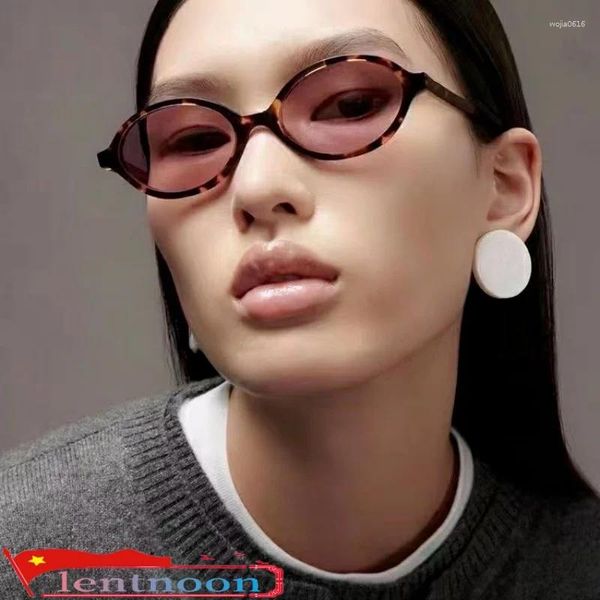 Montature per occhiali da sole 2024 Ovale in acetato Ragazza nera per le donne Vintage Party Estetica Moda Strano Designer di marca Cool Summer SUN OCCHIALI