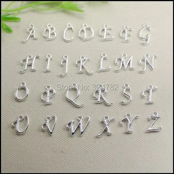 Charms 260pcs Silber plattiert Metall Alphabet Buchstabe / AZ Buchstaben Zaubern europäische Perlen für Halsketten Schmuckherstellung