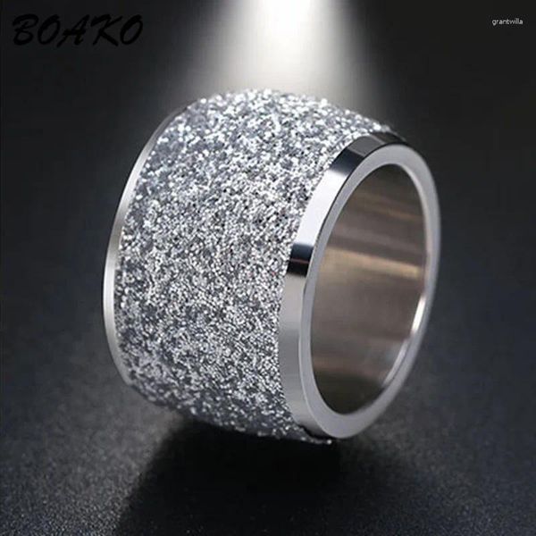 Com pedras laterais boako titânio anéis de aço inoxidável para mulheres personalidade simples dedo amante casal anel jóias de casamento bijoux femme