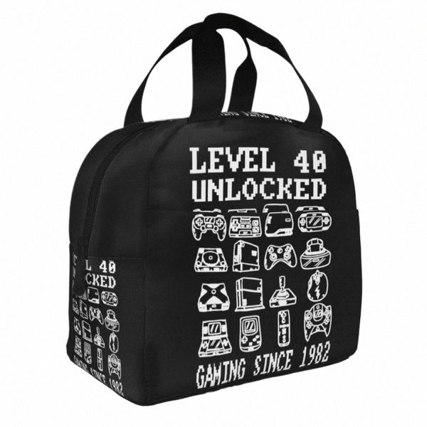 Nível 40 desbloqueado Gaming Video Game Ctroller isolado Lunch Bags Leakproof reutilizável Cooler Bag Lunch Box Tote Office Outdoor a0h0 #