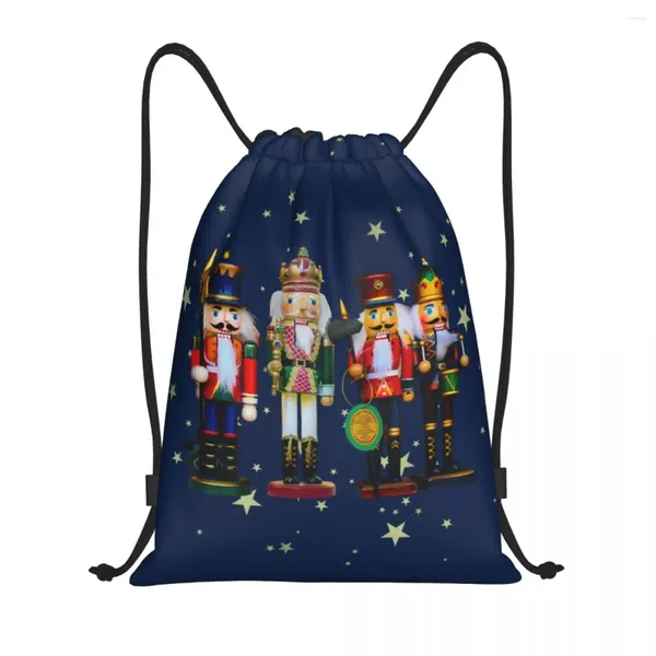 Sacos de compras feriado nutcrackers cordão ginásio esportes saco natal nutcracker dos desenhos animados brinquedo soldado mochilas de armazenamento