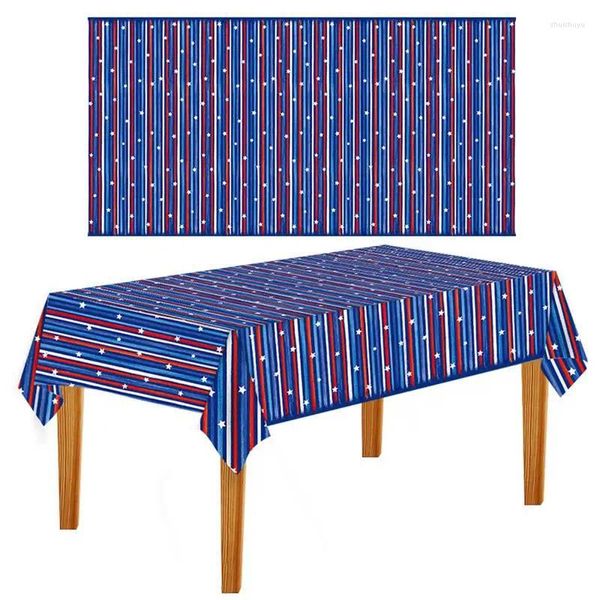 Tischdecke mit amerikanischer Flagge, 132 x 274 cm, 4. Juli-Tischdecke, rechteckig, wasserfest, Rot, Weiß und Blau