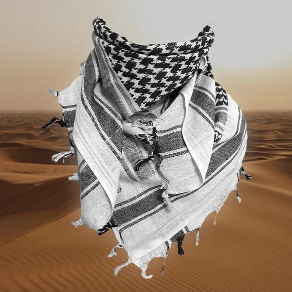Шарфы в стиле милитари, тюрбан с кисточкой, арабский тактический шарф для пустыни, утолщенный арабский квадратный ветрозащитный хлопковый повязка на голову