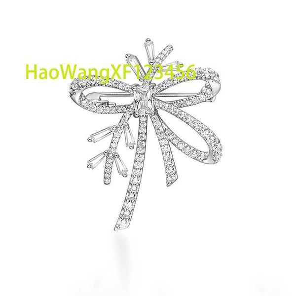 Personalizado VVS moissanite diamante S925 prata esterlina com broches de fita de arco banhados a ouro 18k