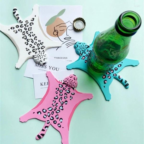 Tischsets Silikon Isolierte Wasser Rutschfeste Pad Cartoon Tier Hitzebeständige Tasse Matte Leopard Tischset Home Küche