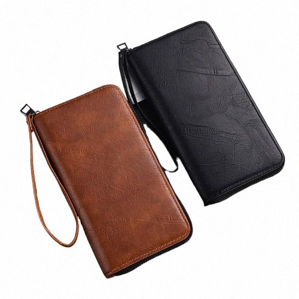 Neue Ankunft PU Leder Männer Brieftaschen Große Kapazität Führerschein Phe Brieftasche Casual Männlichen Kupplung LG Zipper Geldbörsen Carteir 22NP #