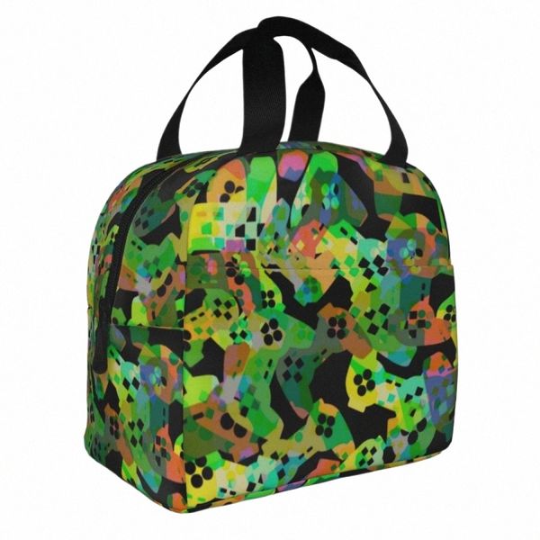 verde Video Game Ctroller modello Borse pranzo isolate Borsa termica riutilizzabile Tote Lunch Box Borse per alimenti all'aperto 87HS #