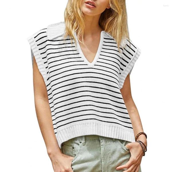 Blusas femininas elásticas regata de malha com decote em v sem mangas blusa elegante verão tops pulôver