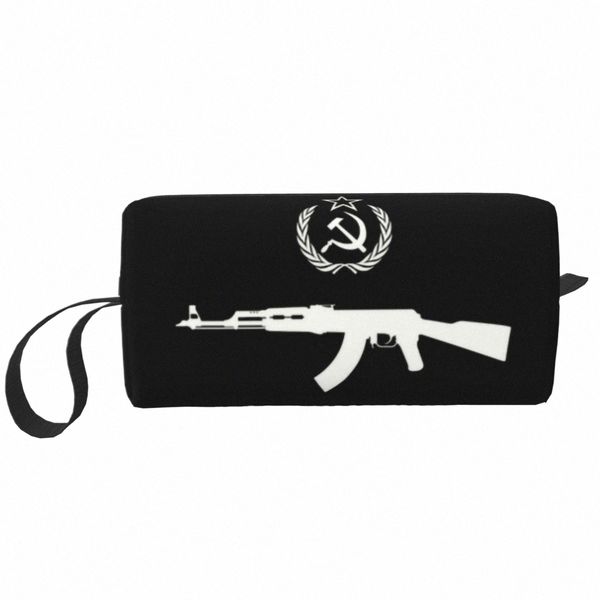 sovietico Kv AK-47 Borsa cosmetica da viaggio Martello Falce URSS Comunismo Retro CCCP Simbolo Trucco Articoli da toeletta Organizer Dopp Kit m2eL #