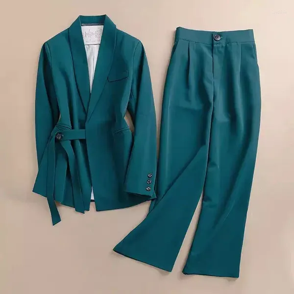 Damen Zweiteilige Hosen High-End-Anzug Frauen 2 Stück für die Arbeit 2024 Frühling koreanische lose Krawatte lässig Temperament schlanker professioneller Blazer