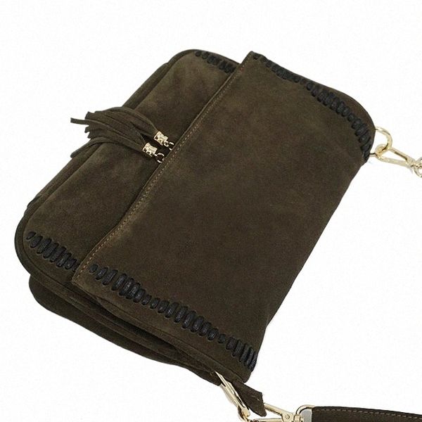 Feminino Fi Camurça Couro Genuíno Nubuck Loop Franjas Lado Ombro Bolsa Lazer Za Designer Tamanho Médio Diário Elegante Bolsa K0yH #