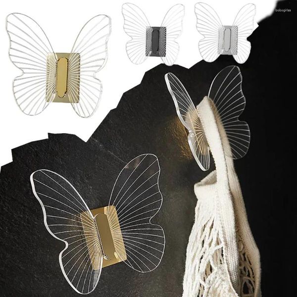 Ganchos decoração de parede gancho de borboleta para pendurar casaco roupas bonés chapéu cachecol bolsa cabide de broca decoração de casa