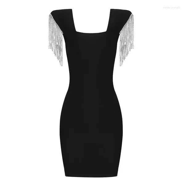 Partykleider Schönes Verbandkleid Sexy Frauen Perlen Club Promi Bodycon Sommer Elegante Mini Damenkleidung