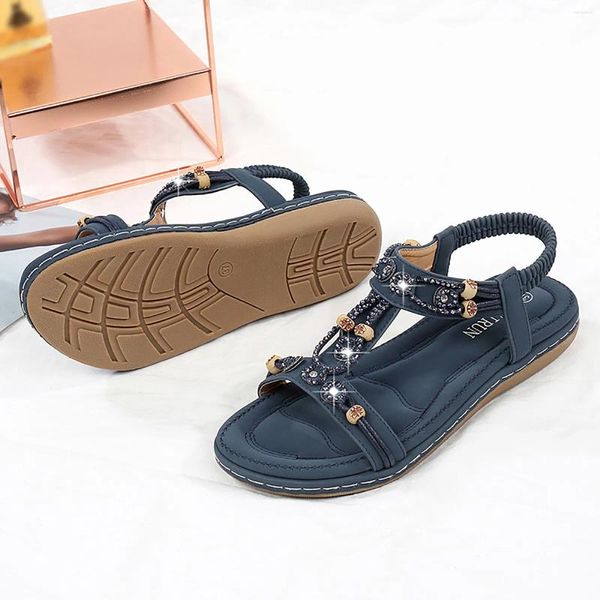 Sandals Summer femminile 2024 comodo assi da camminata per tallone elastico band bohemian beach scarpe sandalias de mujer veno