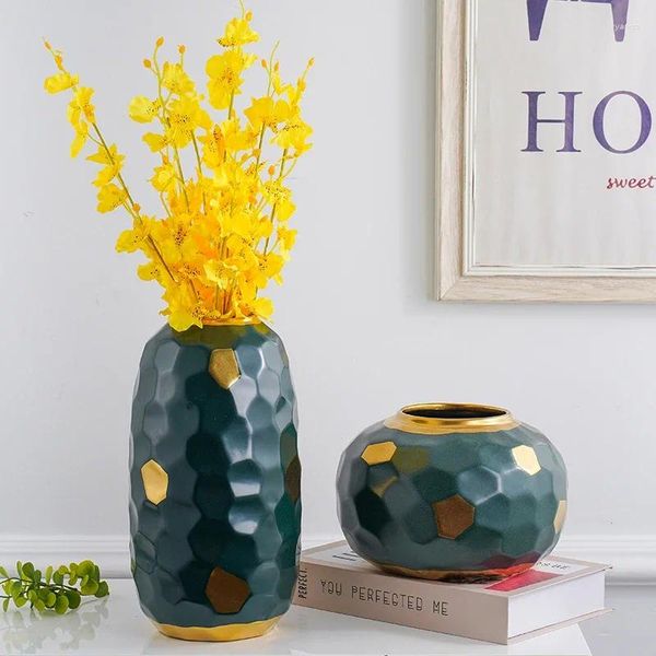 Vasos sala de estar armário de tv vaso de cerâmica ornamentos arranjo de flores recipiente desktop hidropônico 2 peças terno decoração para casa