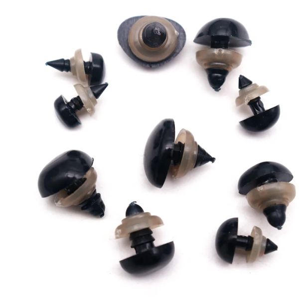 Narizes de segurança plásticos pretos de 50/100pcs para brinquedos de brinquedos Amigurumi