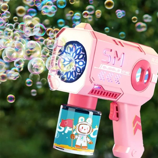 Elétrica automática luz bolha máquina bolhas arma verão praia banho ao ar livre jogo fantasia brinquedos para crianças presente combi 240329