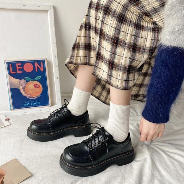 Fitness ayakkabı platformu okul üniforma öğrenci kız kadın lolita kız yuvarlak ayak parmağı mary janes vintage oxford