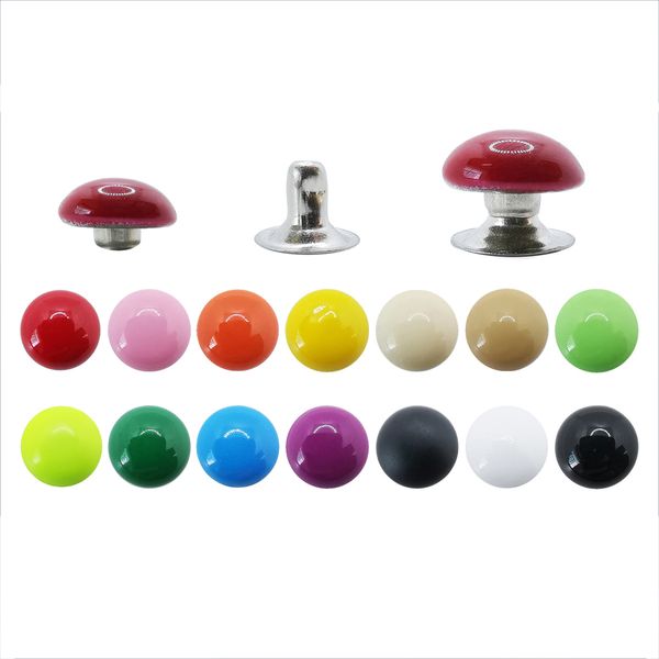 100Sets Dome Cap Niwets 14 Farben Metall Stollen Runde Nieten für Leder Bastelgürtel Kleidung Kleidungsstuhlschuhe Kragen Teile