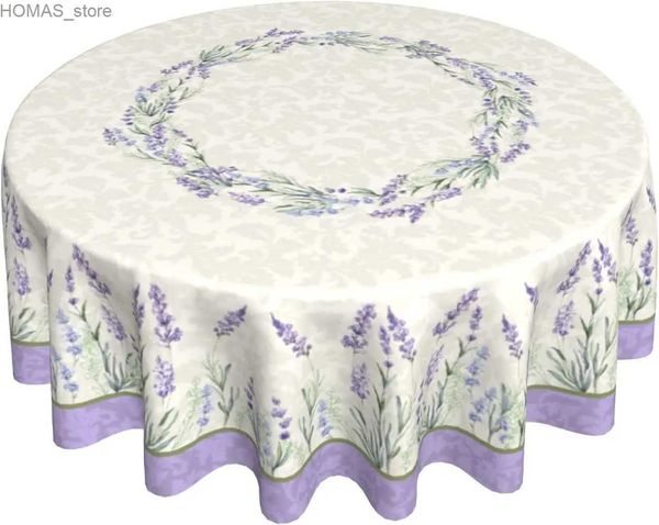 Tala de mesa elegante toalha de mesa de lavanda Rodada de 60 polegadas de mesa floral roxa Spring Summer Summer French Country Table para festas de férias Y240401