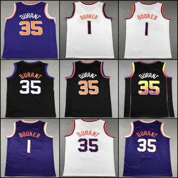 35 Kevin Durant 1 Devin Booker Bradley Beal maglie da basket 13 Steve Nash 34 Charles Barkley 2023 2024 City Camicia blu viola