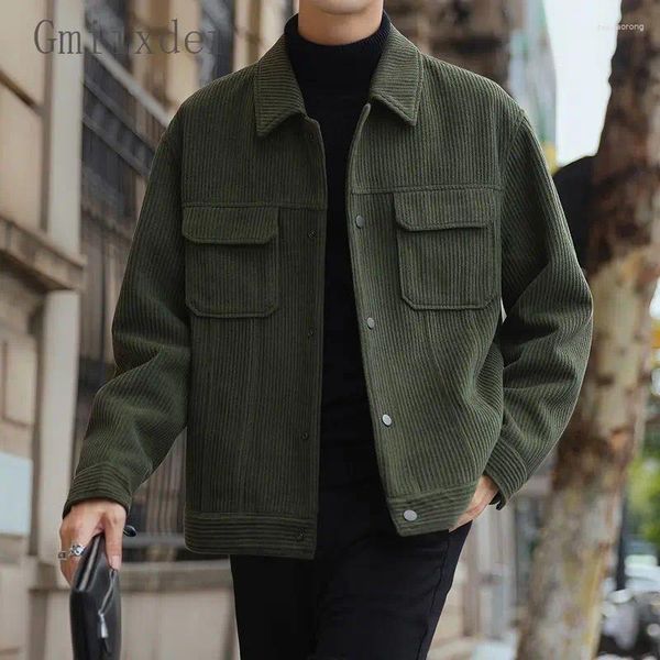 Männer Jacken 2024 Frühling Herbst Revers Jacke Koreanische Mode Trend Arbeitskleidung Casual Lose Samt Männliche Hochwertige Top Freshing