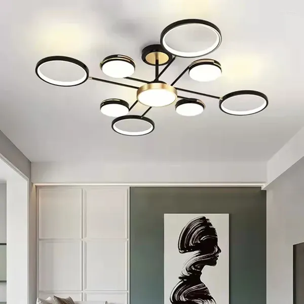 Plafoniere Moderne Minimaliste Luce LED 3 Temperature di colore Oro Nero Porta in metallo